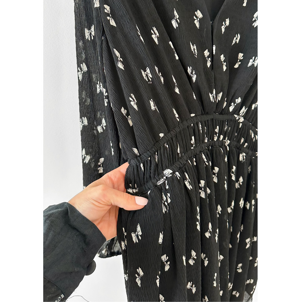 Maje Rionana V-Neck Bow Print Mini Dress size 42 or XL - Picture 10 of 12